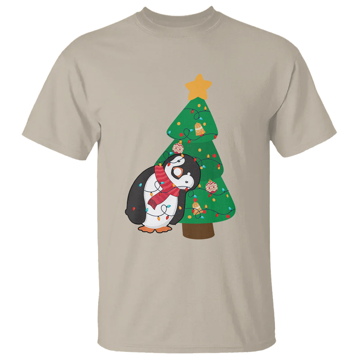 funny-penguin-with-christmas-tree-tangled-xmas-light-t-shirt