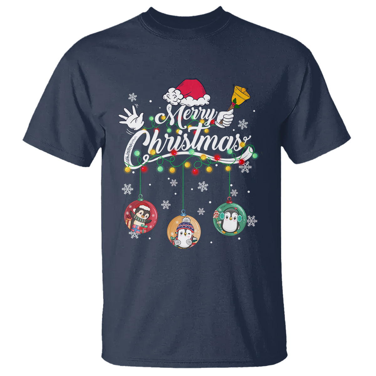 mini-penguin-with-xmas-light-ornaments-balls-merry-christmas-t-shirt