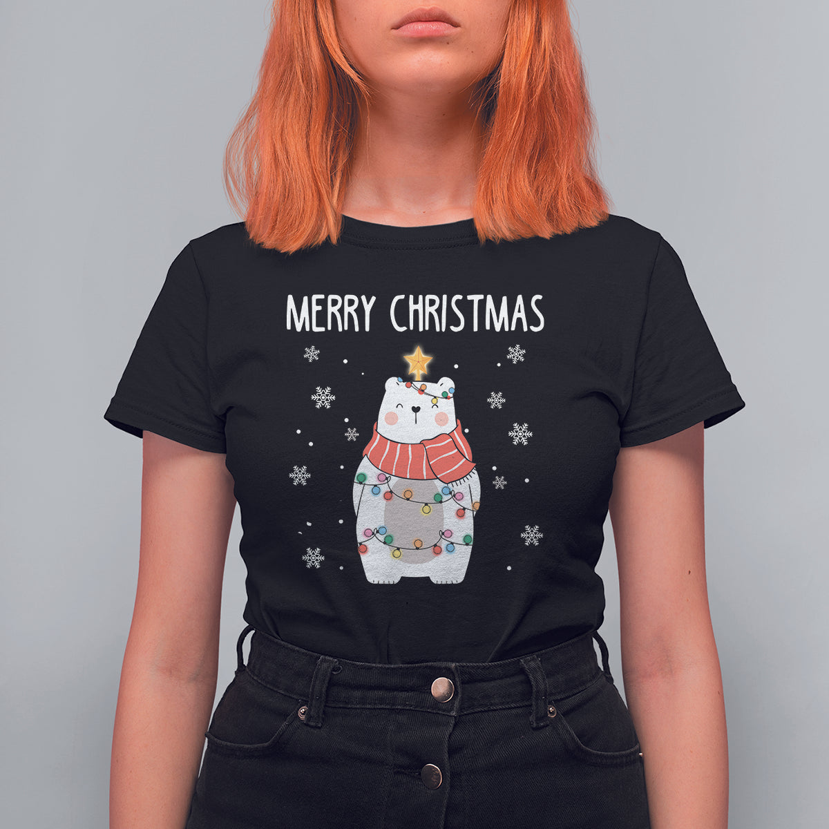 polar-bear-christmas-tree-costume-red-scarf-merry-christmas-t-shirt