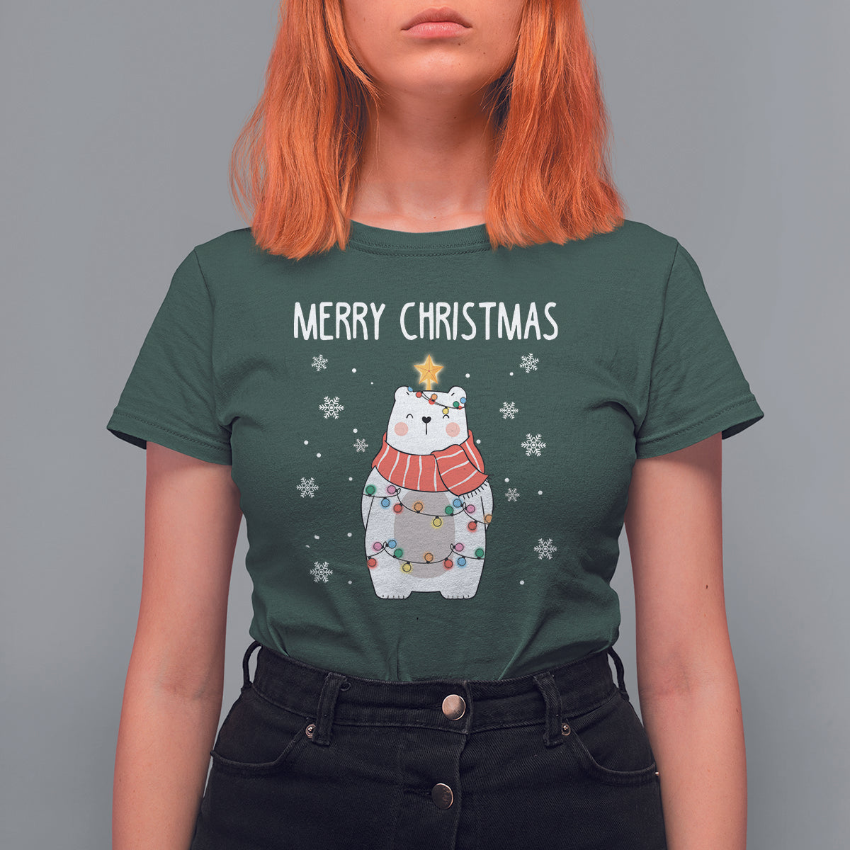 polar-bear-christmas-tree-costume-red-scarf-merry-christmas-t-shirt