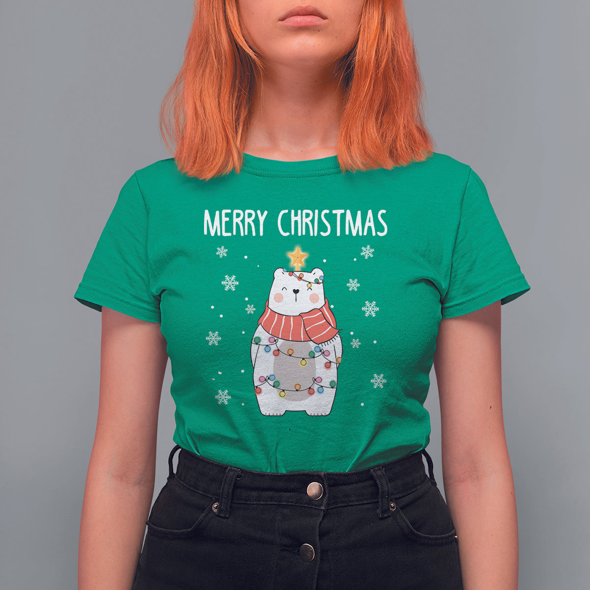 polar-bear-christmas-tree-costume-red-scarf-merry-christmas-t-shirt