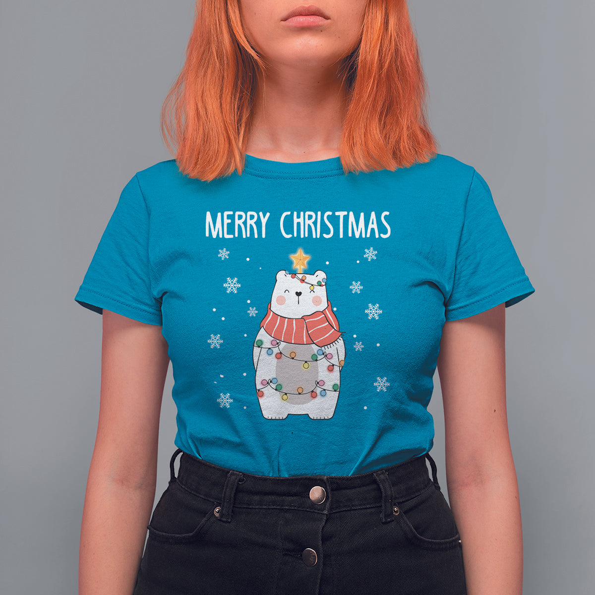 polar-bear-christmas-tree-costume-red-scarf-merry-christmas-t-shirt