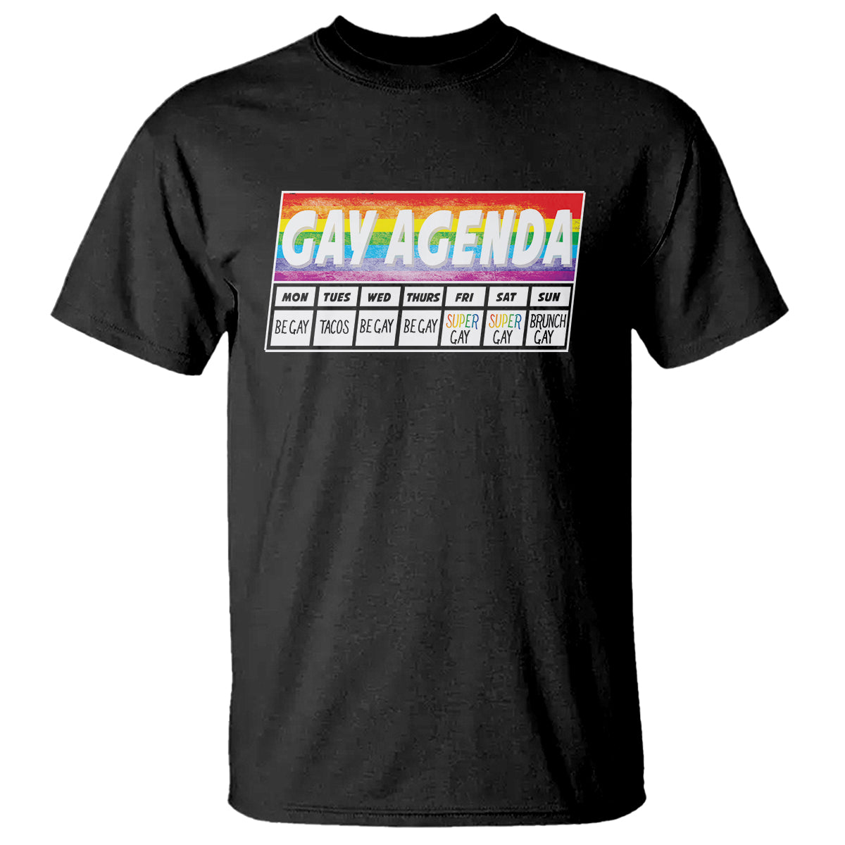funny-gay-agenda-weekly-schedule-pride-lgbt-pride-t-shirt-2