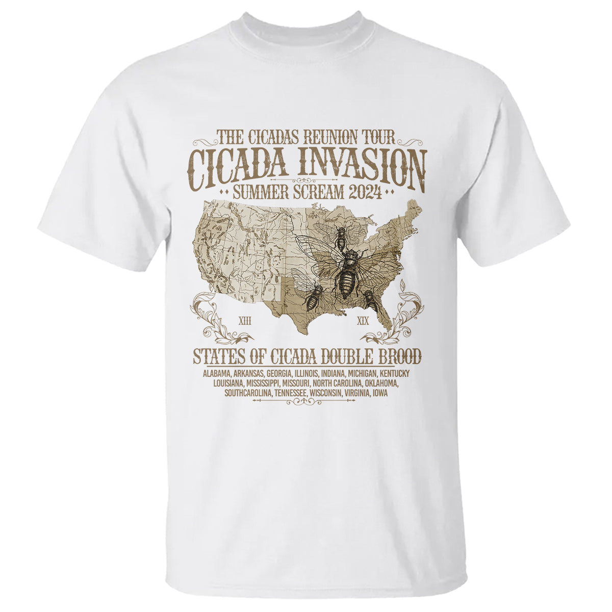 the-cicada-reunion-us-tour-2024-t-shirt-states-of-cicada-double-brood-xiii-xix-american-map