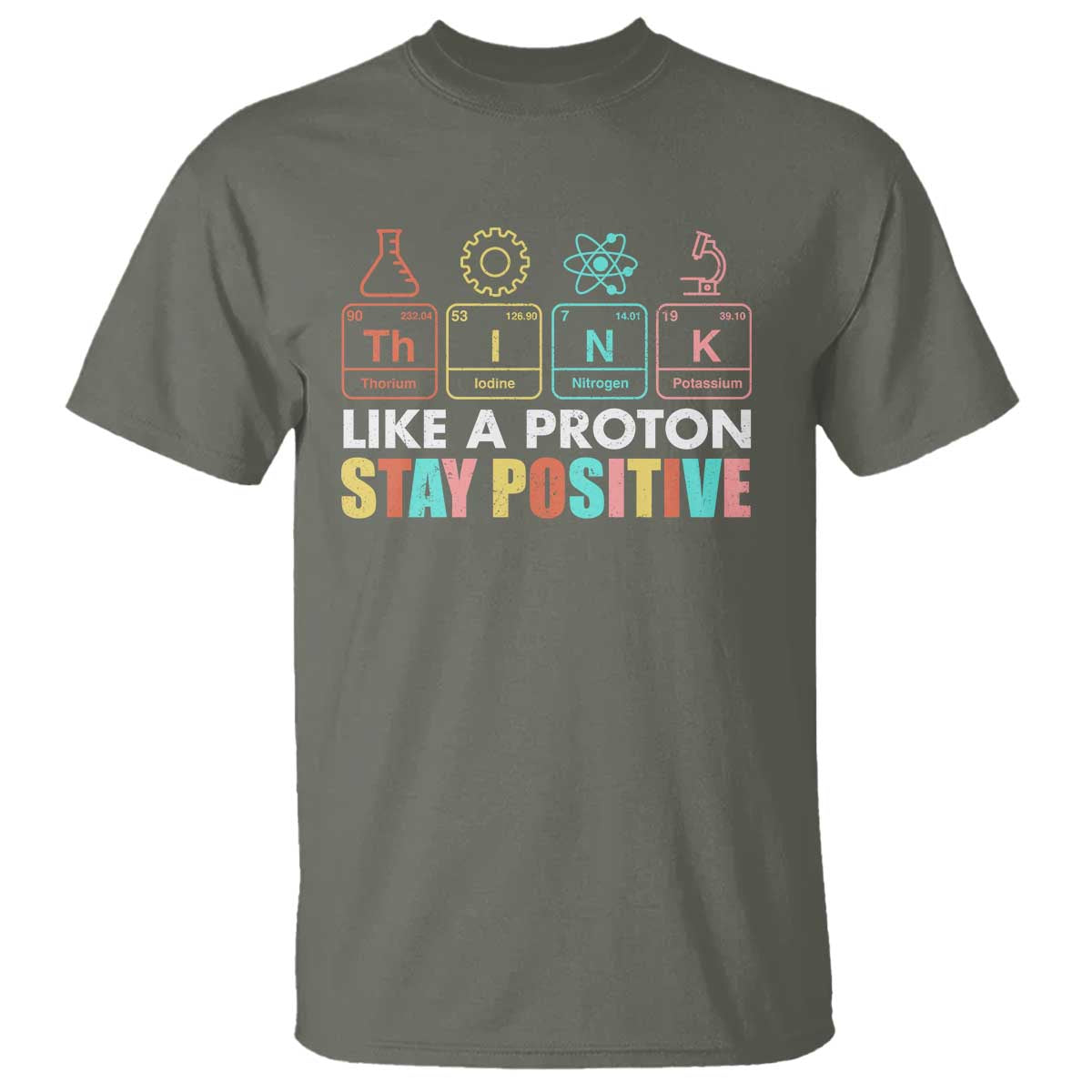funny-science-t-shirt-think-like-a-proton-stay-positive-retro