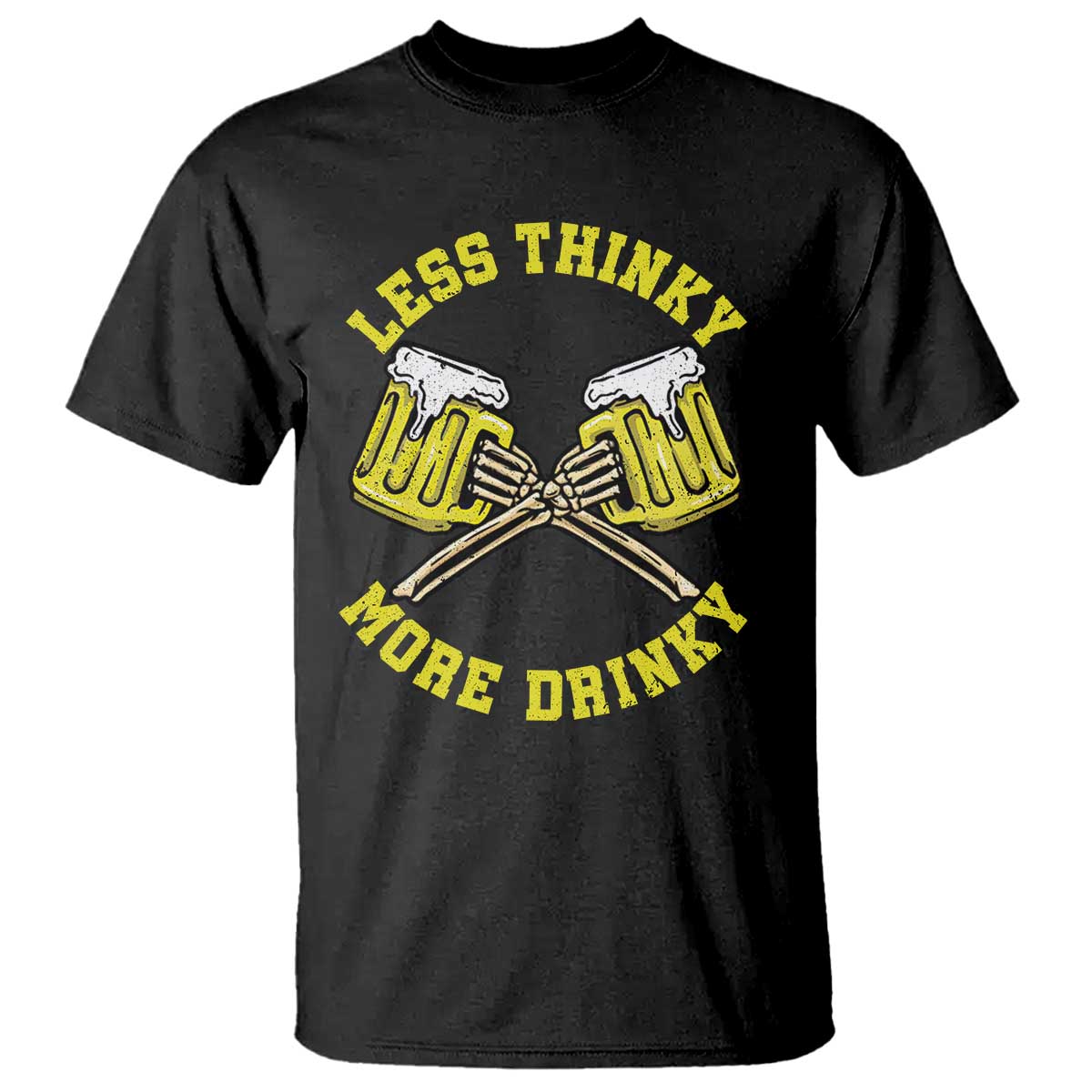 funny-beer-lover-t-shirt-less-thinky-more-drinky-skeleton