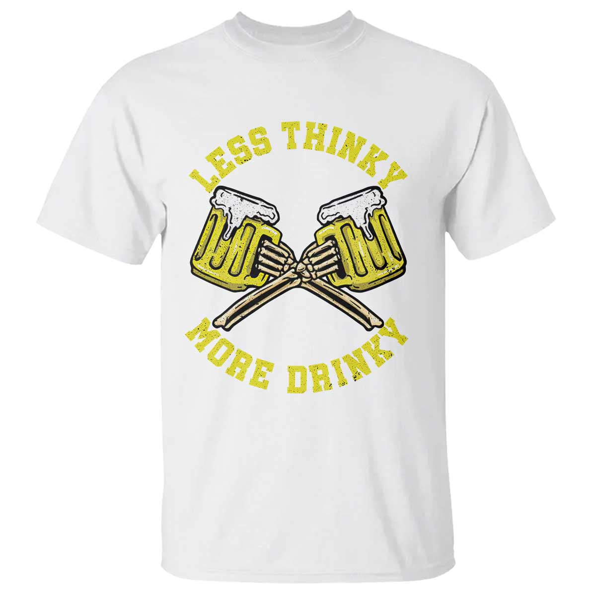 funny-beer-lover-t-shirt-less-thinky-more-drinky-skeleton