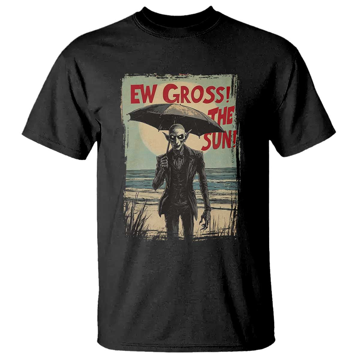 funny-vampire-t-shirt-ew-gross-the-sun-sunny-beach-trip-halloween