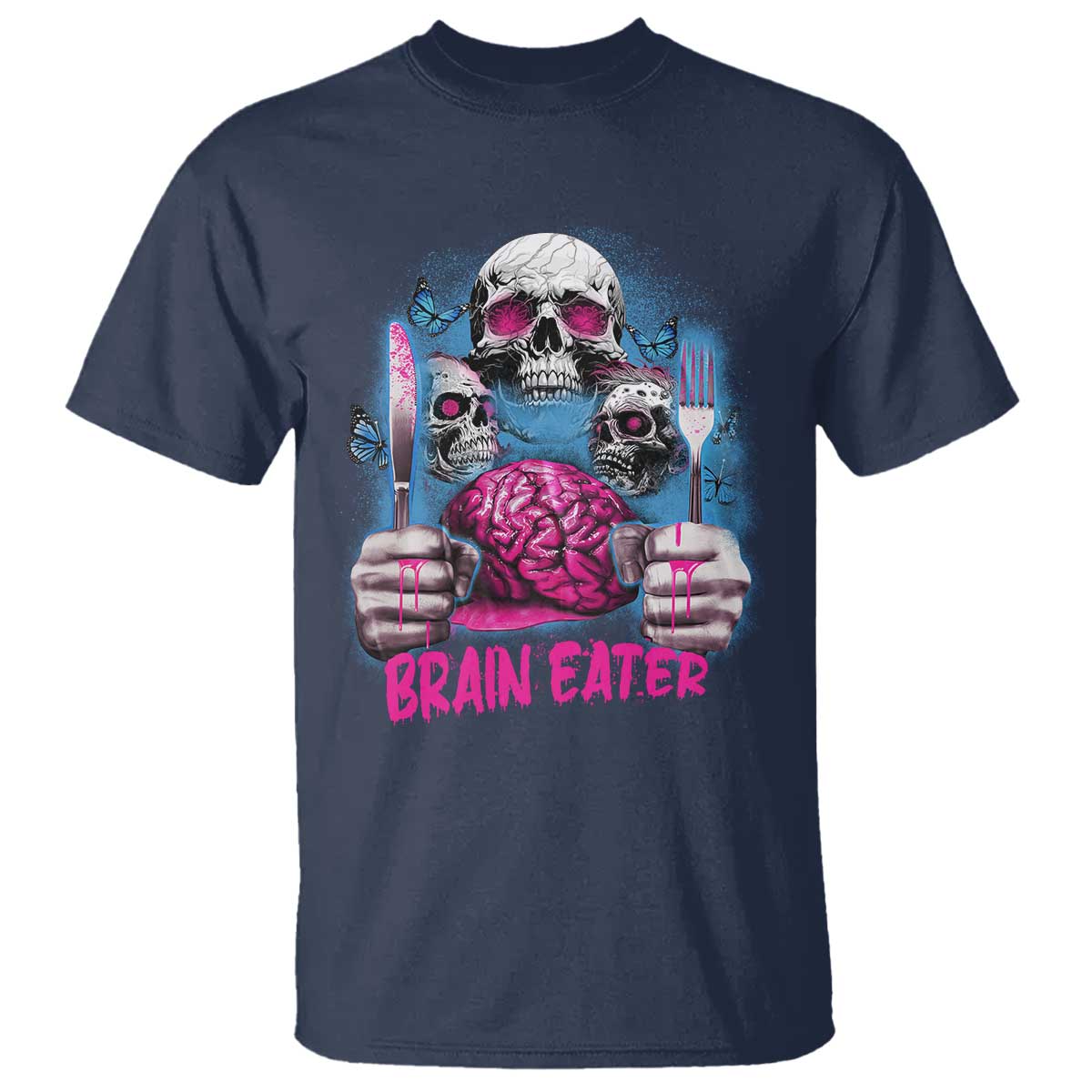 horror-zombie-t-shirt-braineater-eat-brain-scary-creepy-halloween