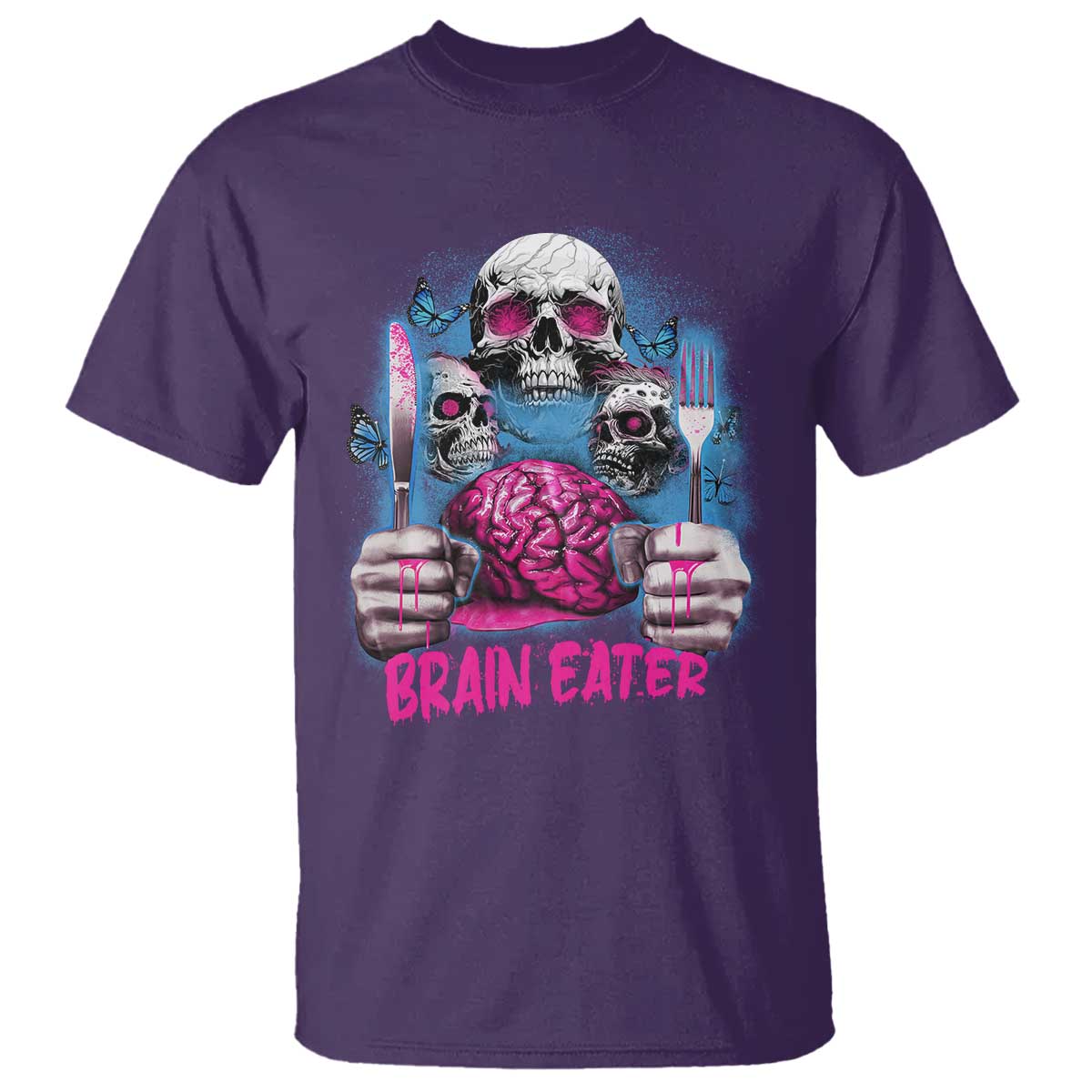 horror-zombie-t-shirt-braineater-eat-brain-scary-creepy-halloween