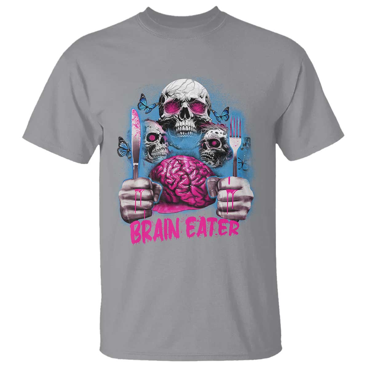 horror-zombie-t-shirt-braineater-eat-brain-scary-creepy-halloween