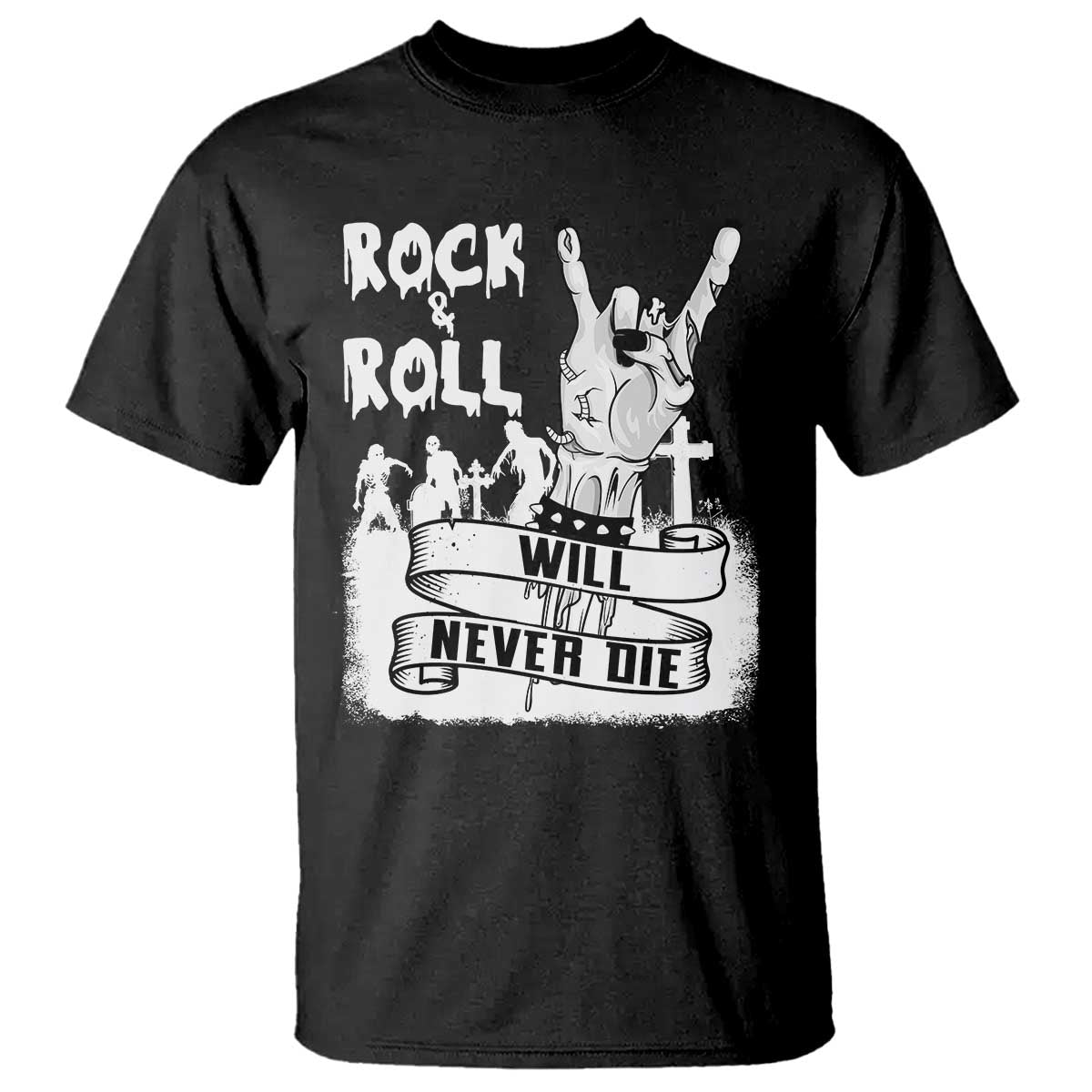 halloween-rock-n-roll-t-shirt-will-never-die-zombie