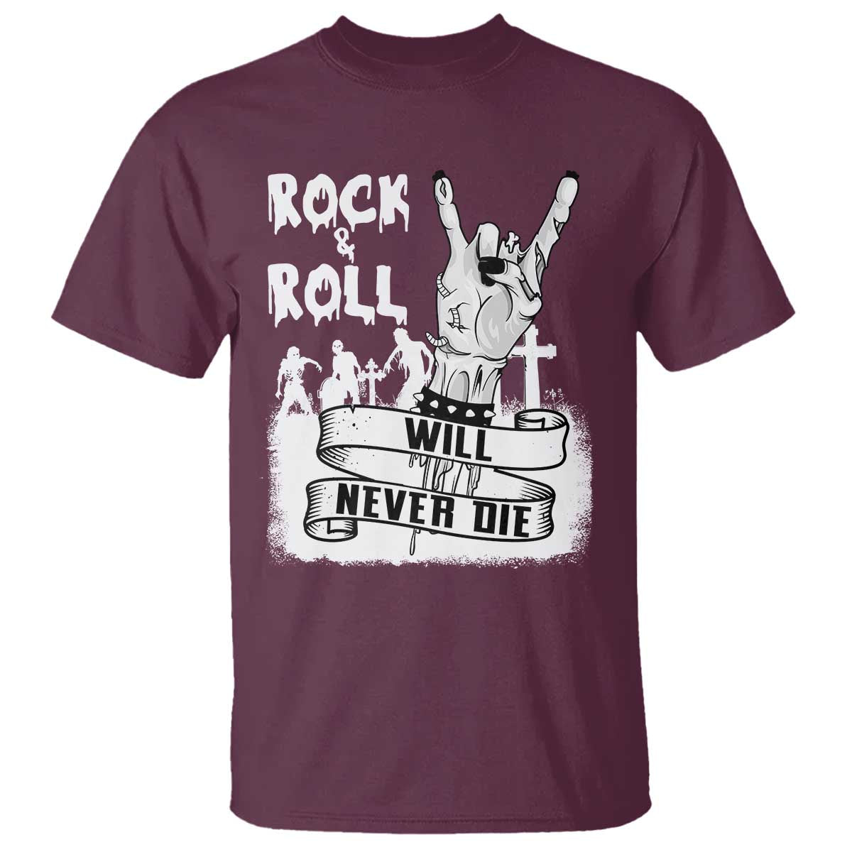 halloween-rock-n-roll-t-shirt-will-never-die-zombie