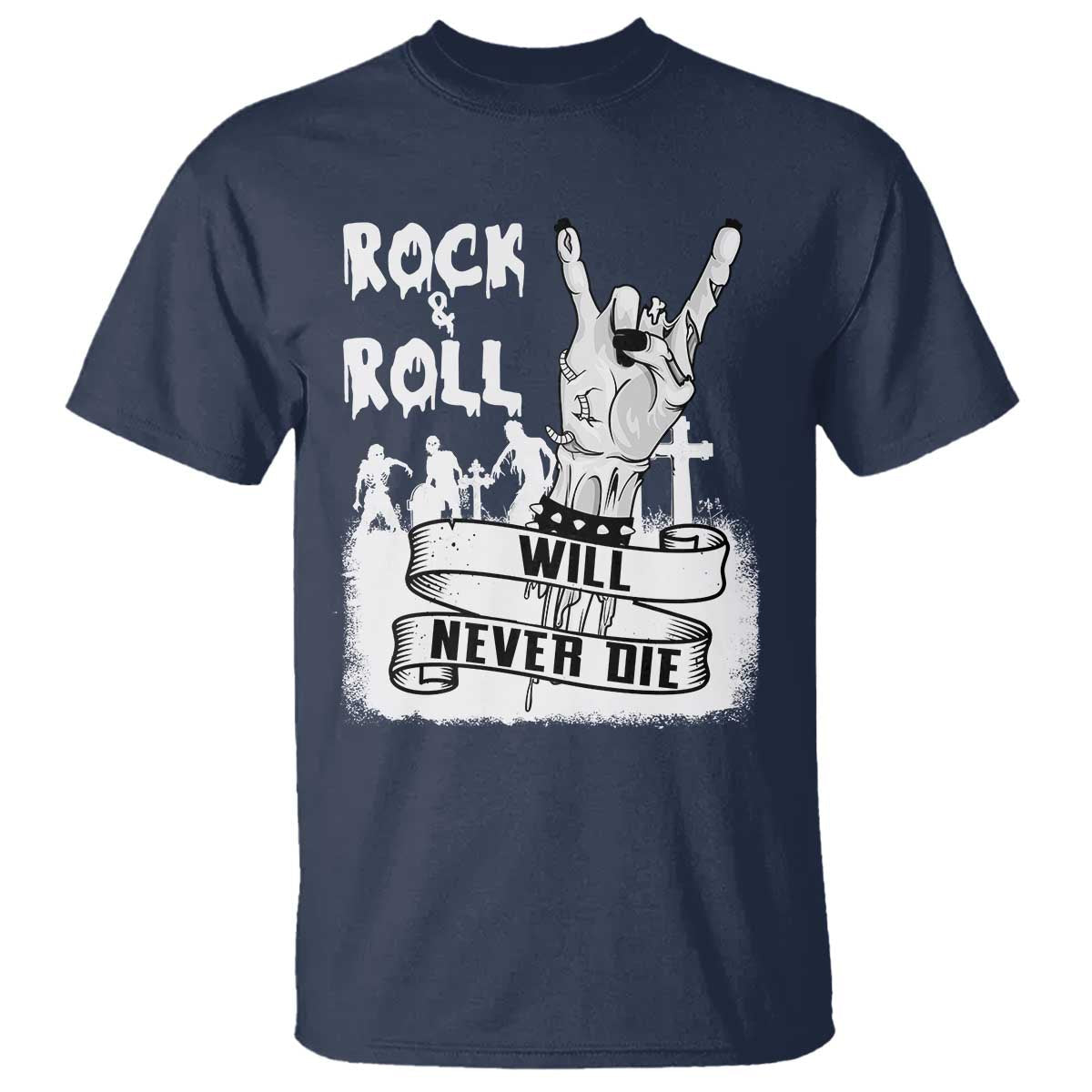 halloween-rock-n-roll-t-shirt-will-never-die-zombie