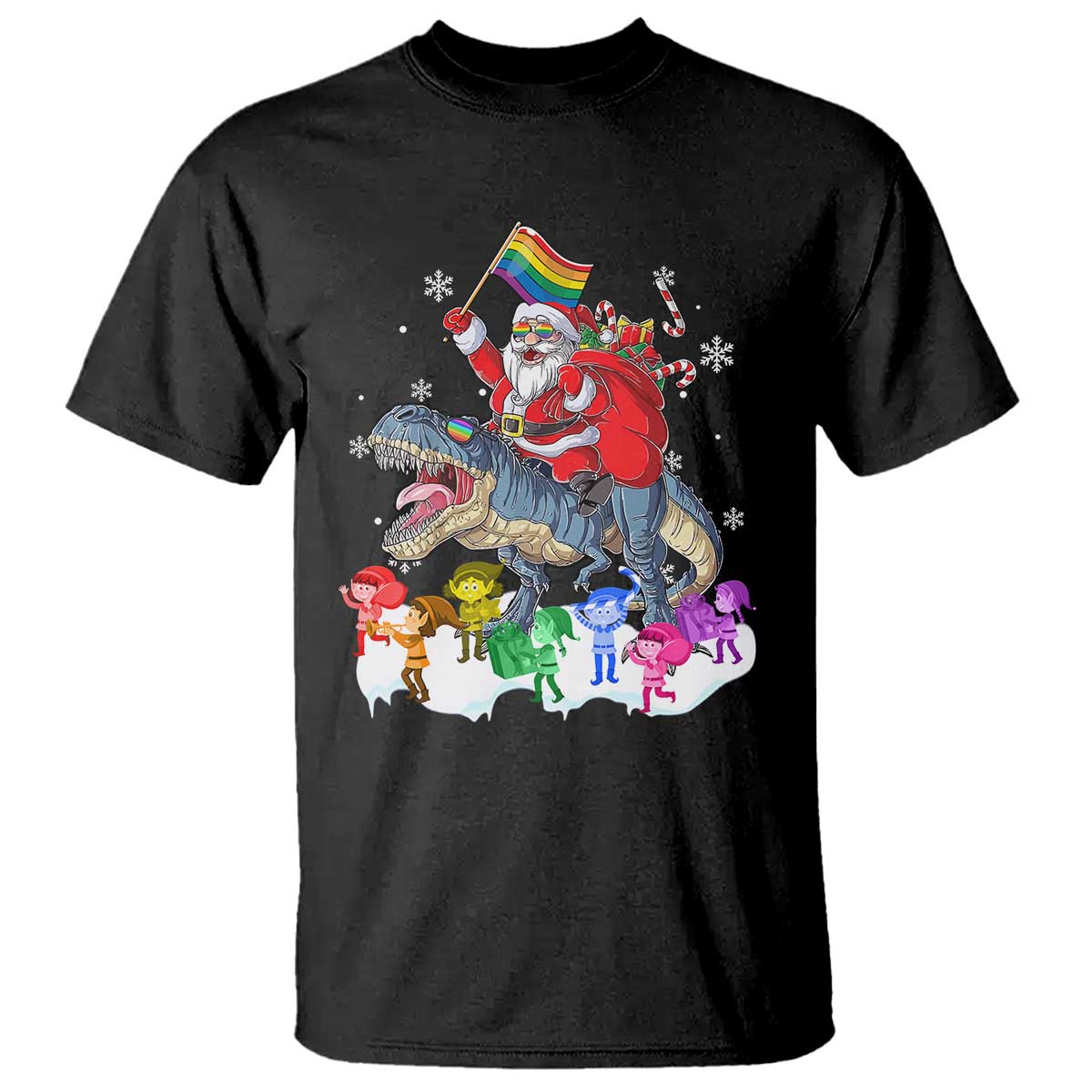 funny-christmas-lgbt-t-shirt-rainbow-flag-santa-riding-dinosaur