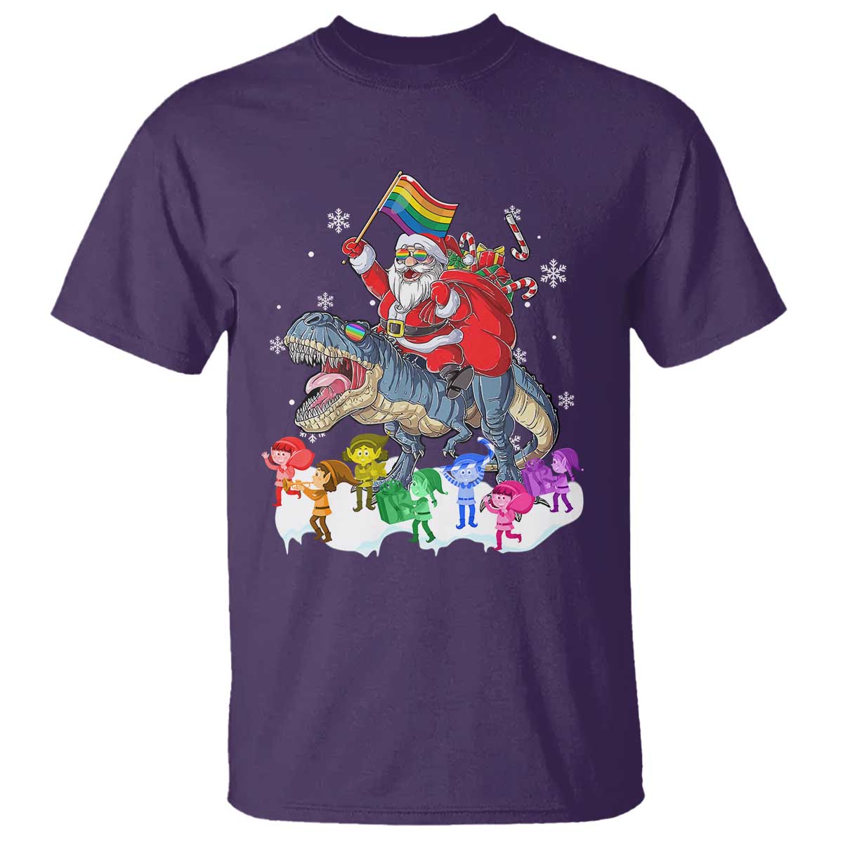funny-christmas-lgbt-t-shirt-rainbow-flag-santa-riding-dinosaur