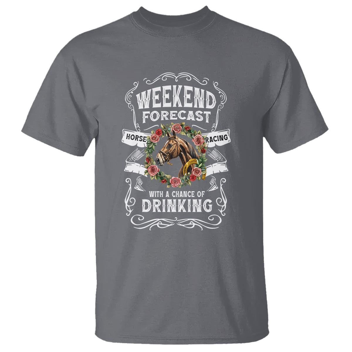 weekend-forecast-horse-racing-with-a-chance-of-drinking-t-shirt-1
