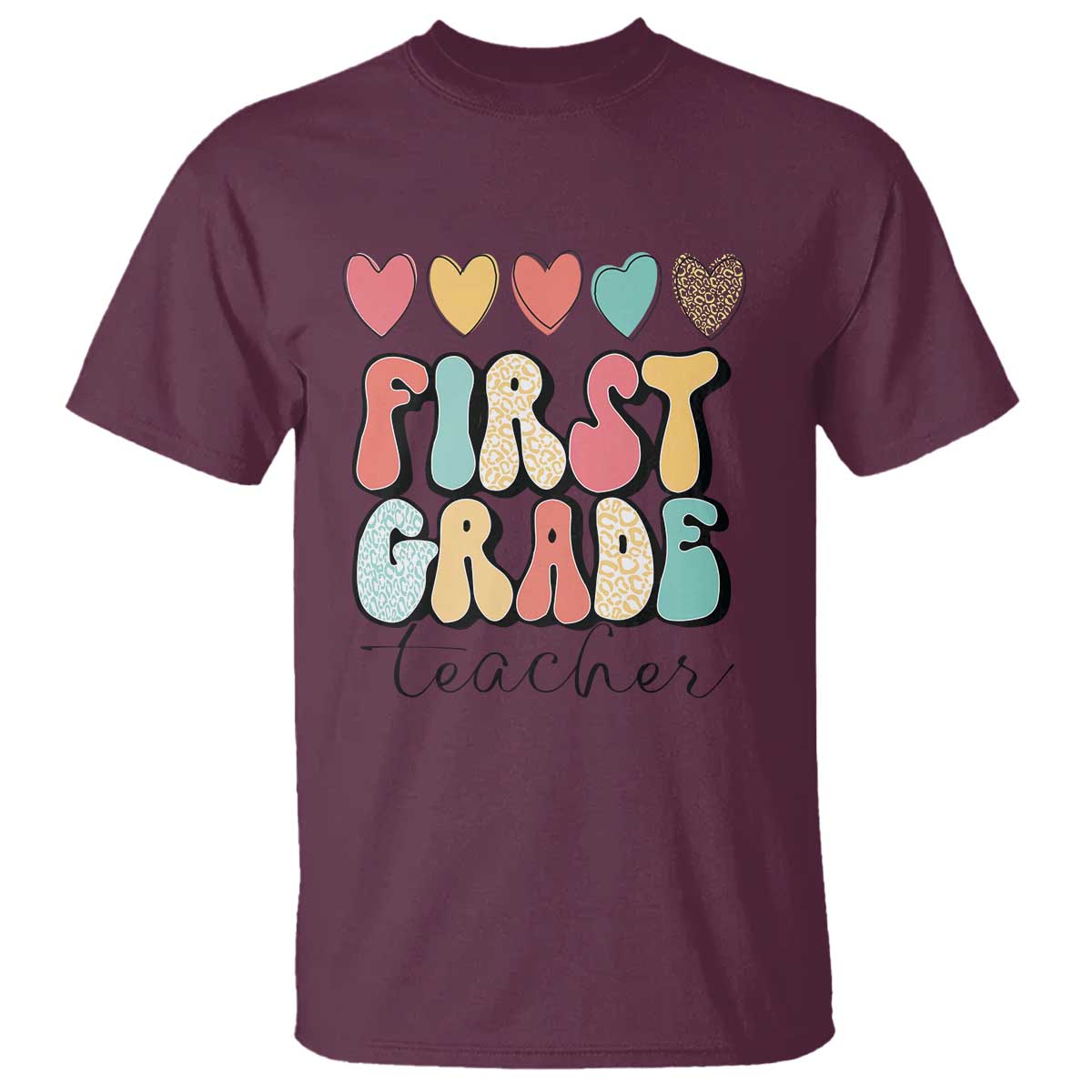 first-grade-teacher-leopard-heart-retro-groovy-t-shirt