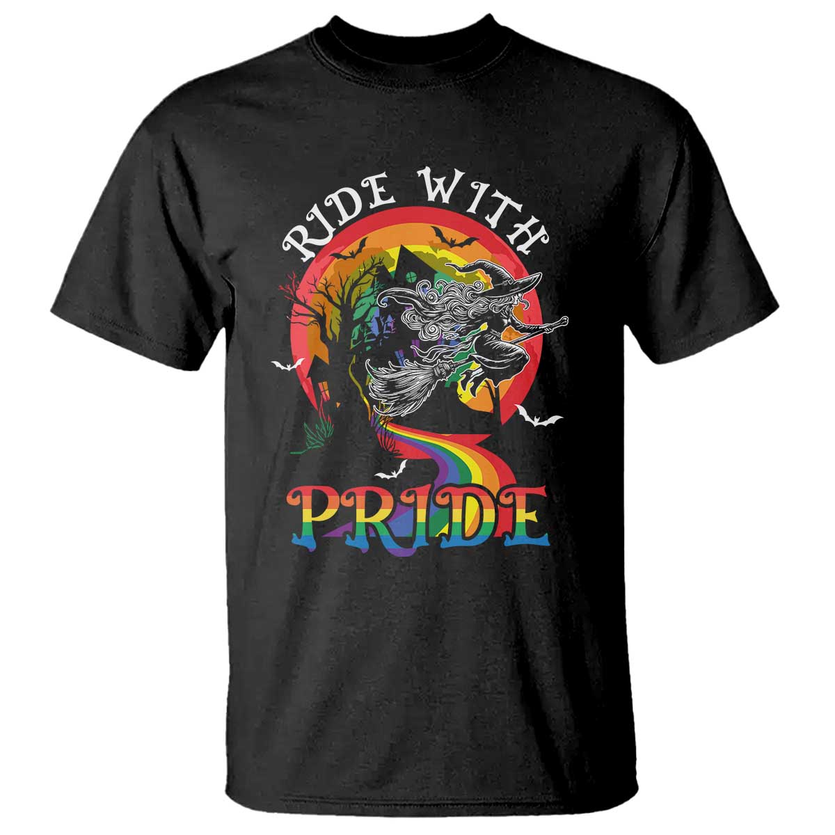funny-halloween-lgbt-t-shirt-ride-with-pride-witch-rainbow-spooky-and-pride