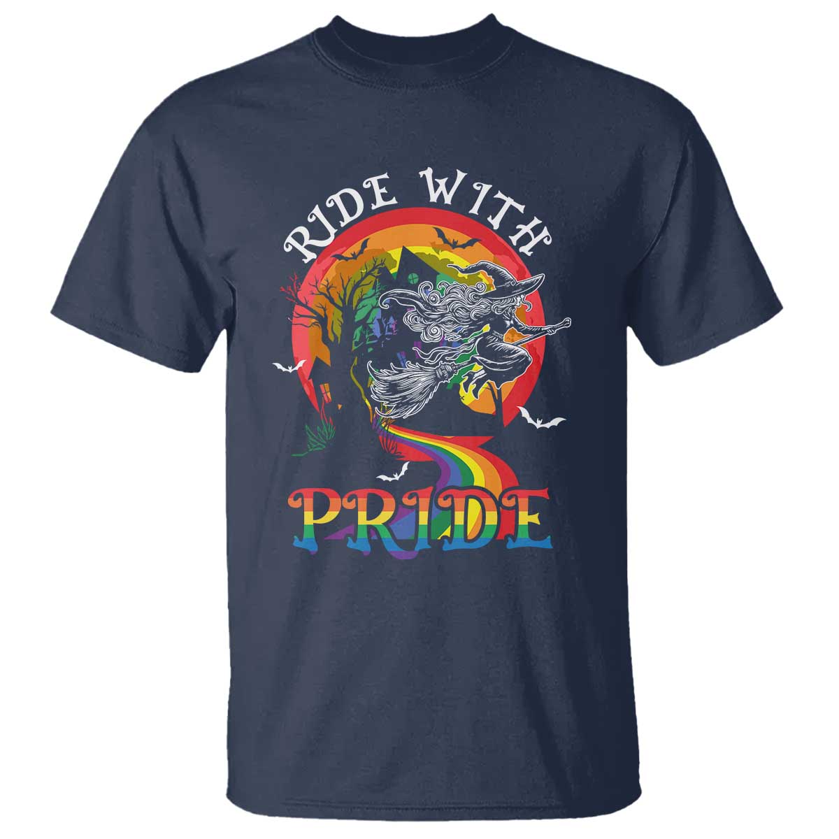 funny-halloween-lgbt-t-shirt-ride-with-pride-witch-rainbow-spooky-and-pride