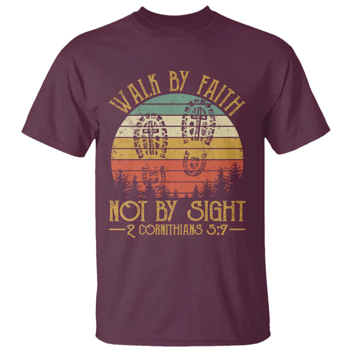 christian-t-shirt-walk-by-faith-not-by-sight-retro