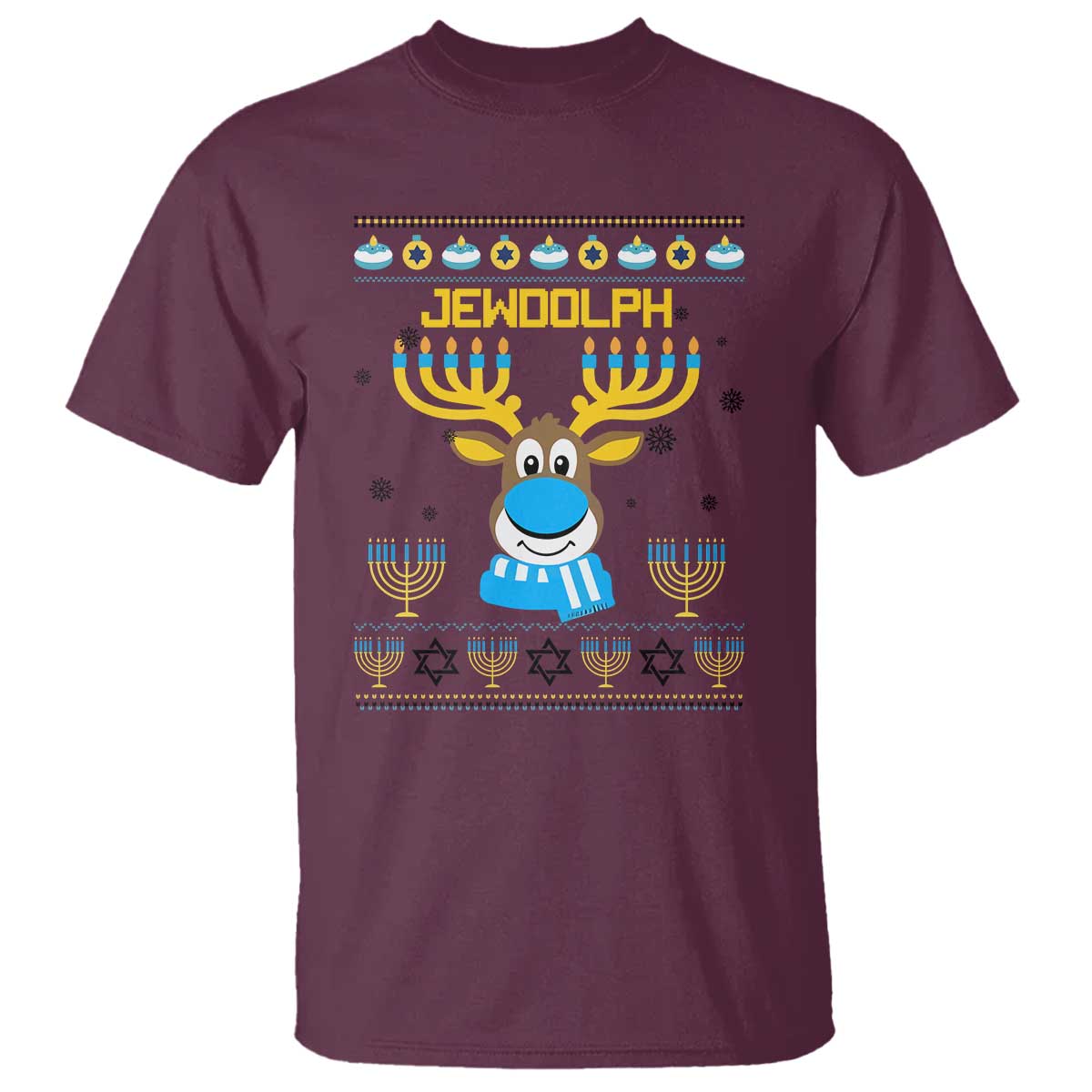 funny-hanukkah-t-shirt-jewdolph-jewish-reindeer-menorah