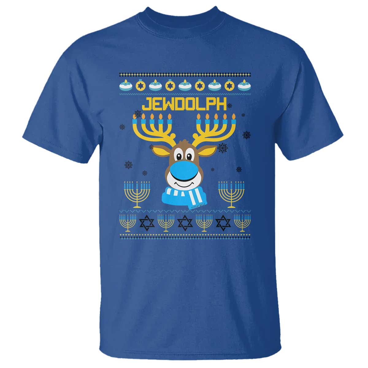 funny-hanukkah-t-shirt-jewdolph-jewish-reindeer-menorah