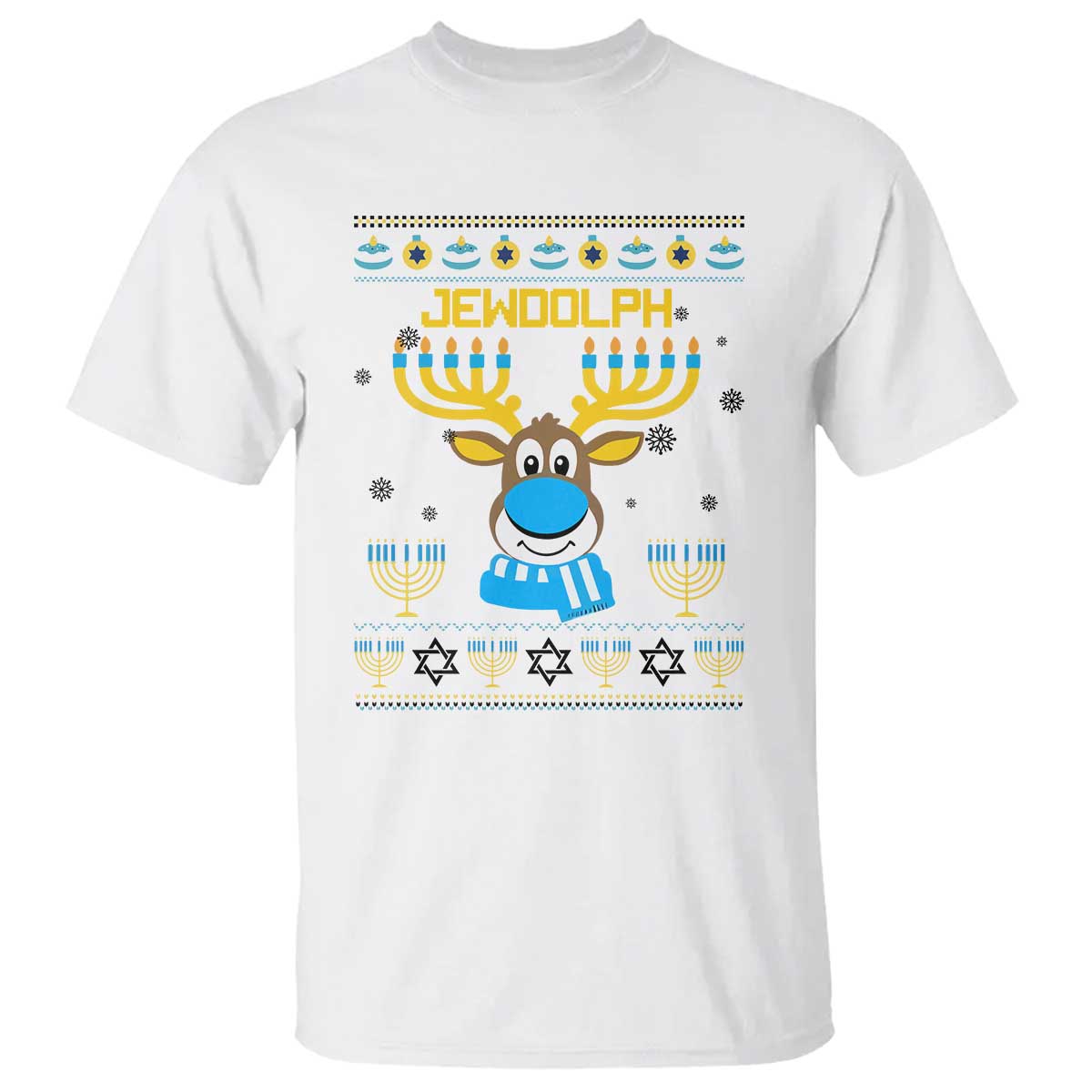 funny-hanukkah-t-shirt-jewdolph-jewish-reindeer-menorah