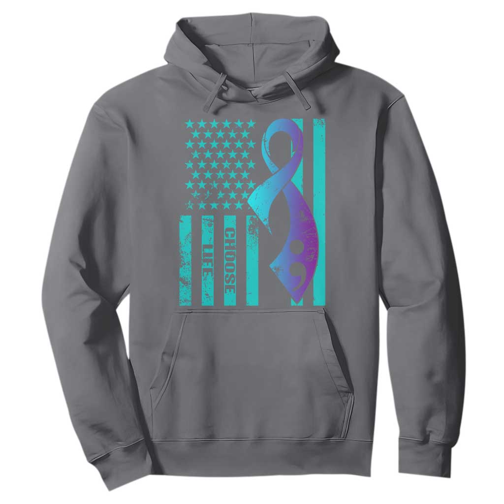 Choose Life Suicide Prevention Hoodie with American Flag Graphic