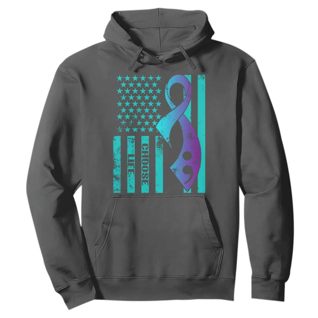 Choose Life Suicide Prevention Hoodie with American Flag Graphic