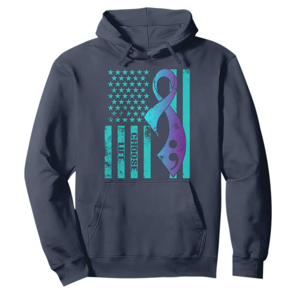 Choose Life Suicide Prevention Hoodie with American Flag Graphic