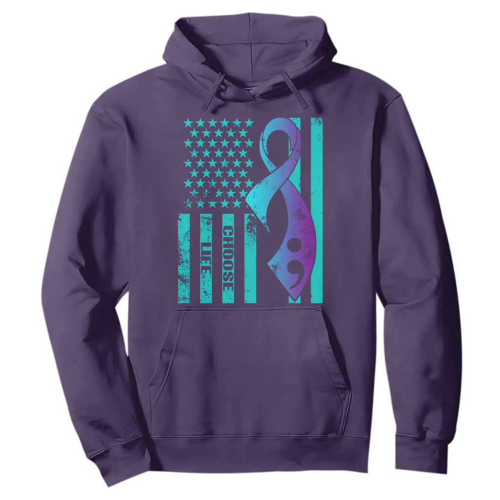 Choose Life Suicide Prevention Hoodie with American Flag Graphic