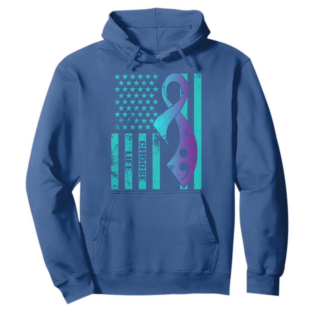 Choose Life Suicide Prevention Hoodie with American Flag Graphic