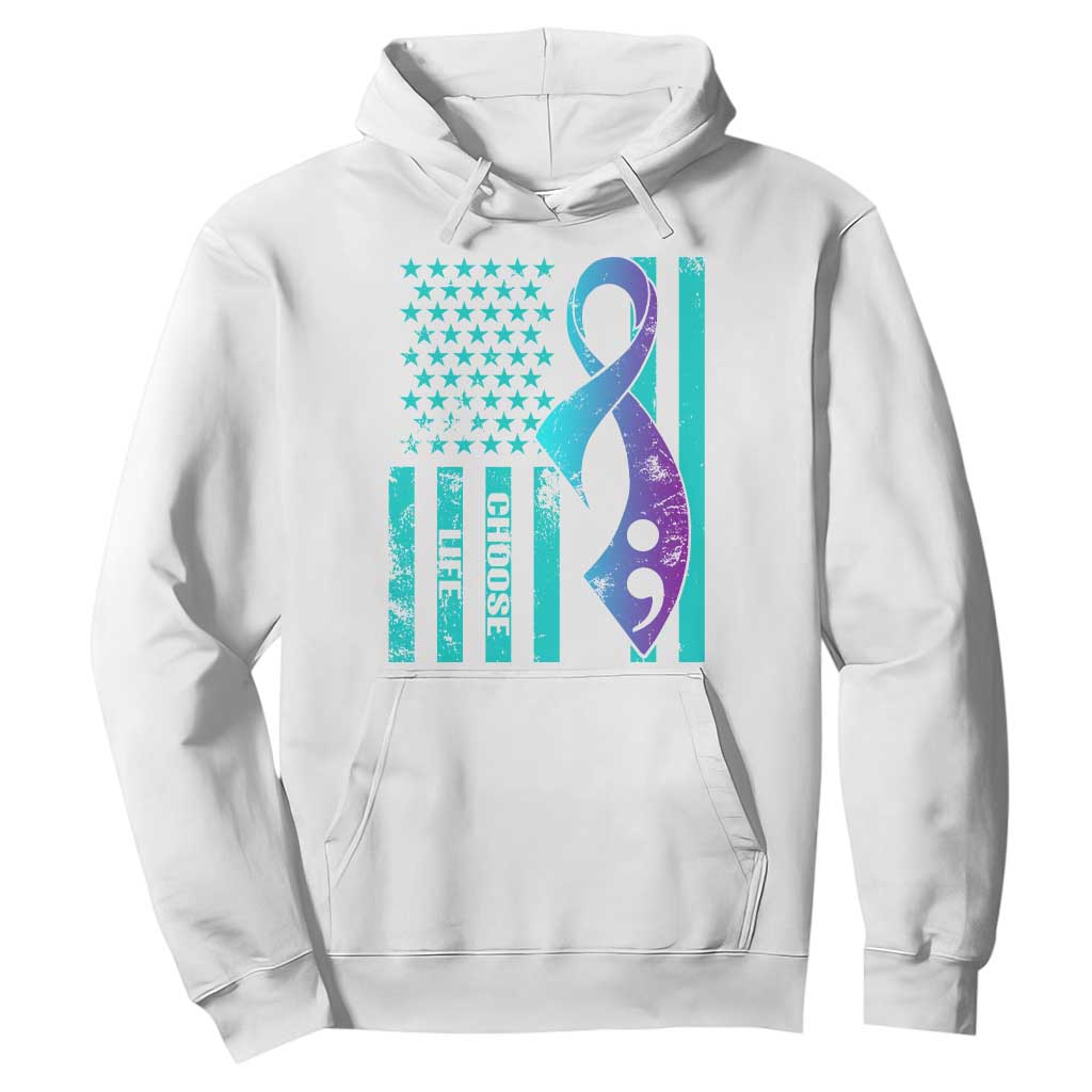 Choose Life Suicide Prevention Hoodie with American Flag Graphic