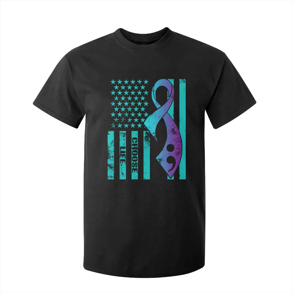 Choose Life Suicide Prevention T Shirt For Kid with American Flag Graphic