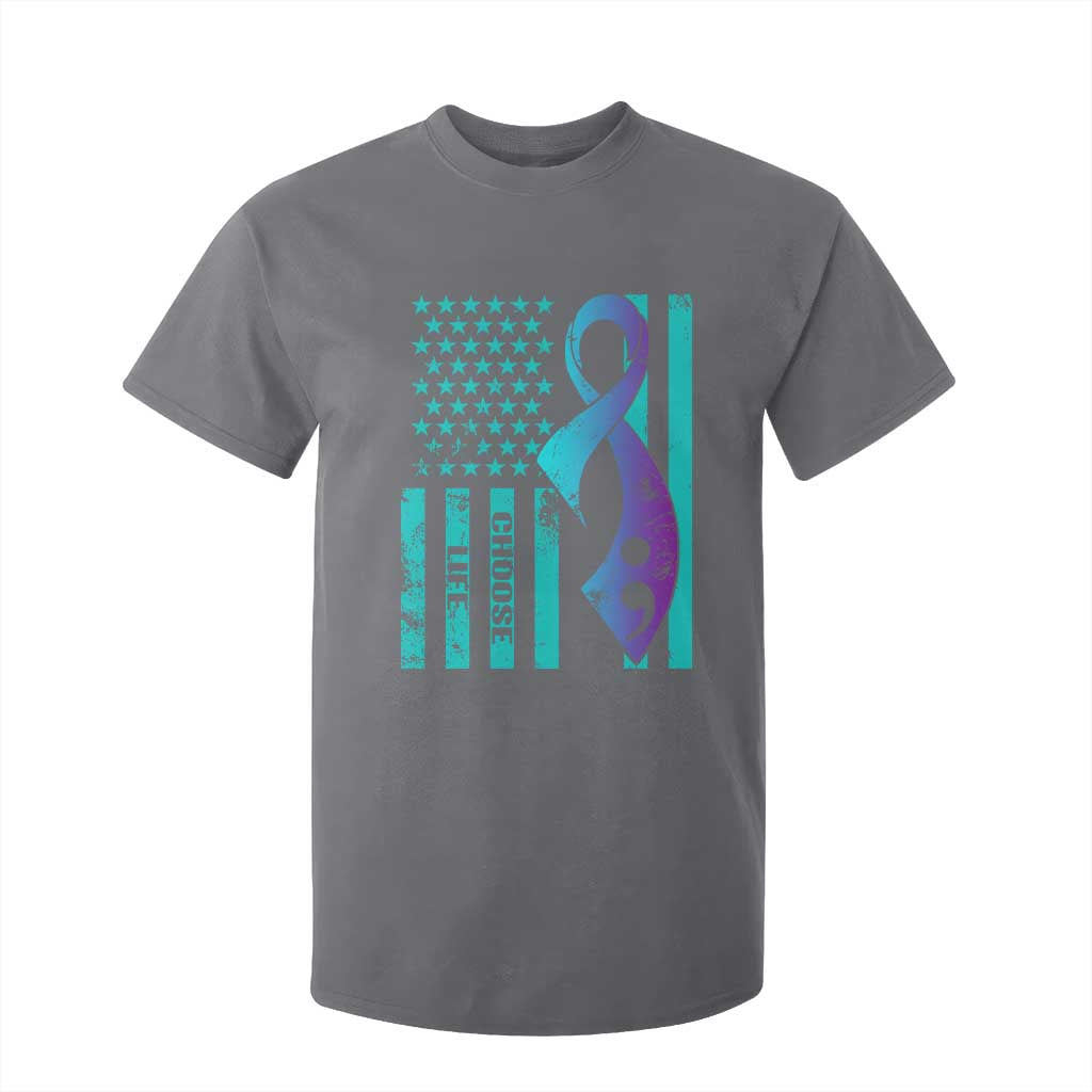Choose Life Suicide Prevention T Shirt For Kid with American Flag Graphic