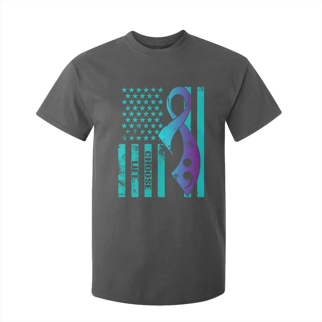 Choose Life Suicide Prevention T Shirt For Kid with American Flag Graphic