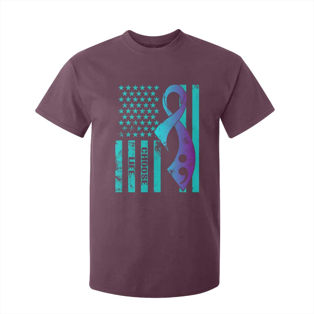 Choose Life Suicide Prevention T Shirt For Kid with American Flag Graphic