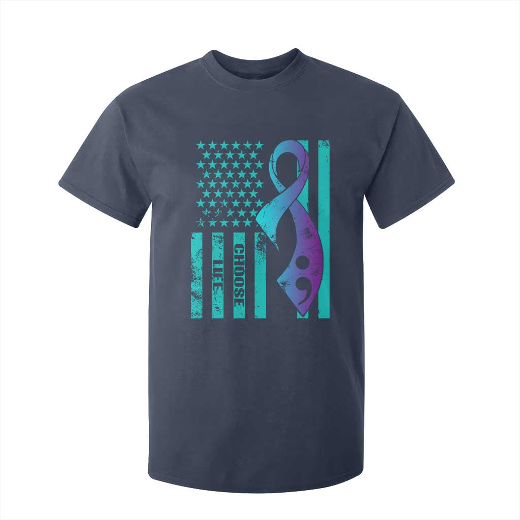 Choose Life Suicide Prevention T Shirt For Kid with American Flag Graphic