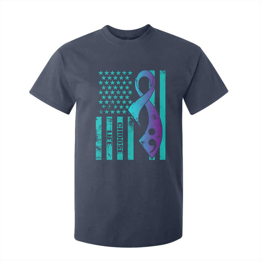 Choose Life Suicide Prevention T Shirt For Kid with American Flag Graphic