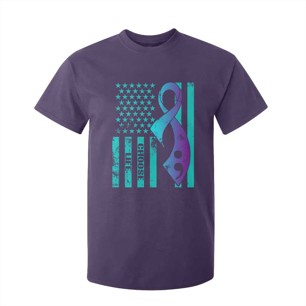 Choose Life Suicide Prevention T Shirt For Kid with American Flag Graphic