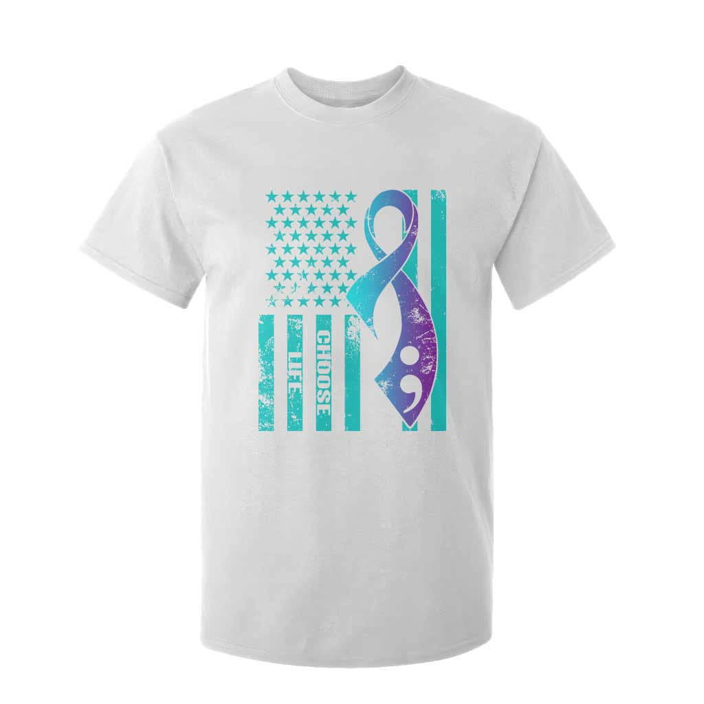 Choose Life Suicide Prevention T Shirt For Kid with American Flag Graphic