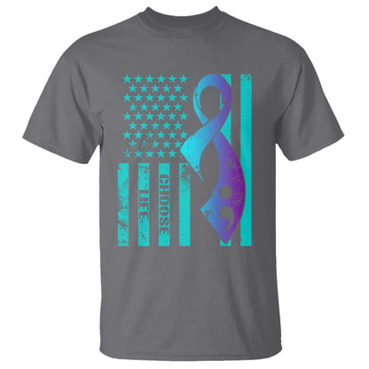 Choose Life Suicide Prevention T Shirt with American Flag Graphic