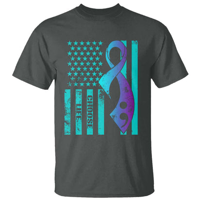 Choose Life Suicide Prevention T Shirt with American Flag Graphic