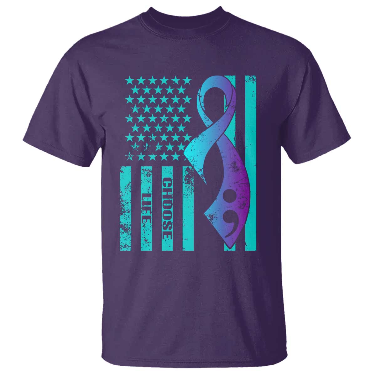 Choose Life Suicide Prevention T Shirt with American Flag Graphic