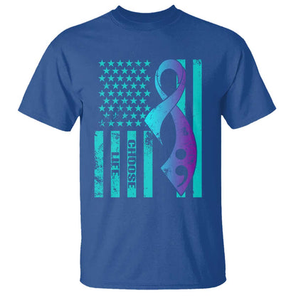 Choose Life Suicide Prevention T Shirt with American Flag Graphic
