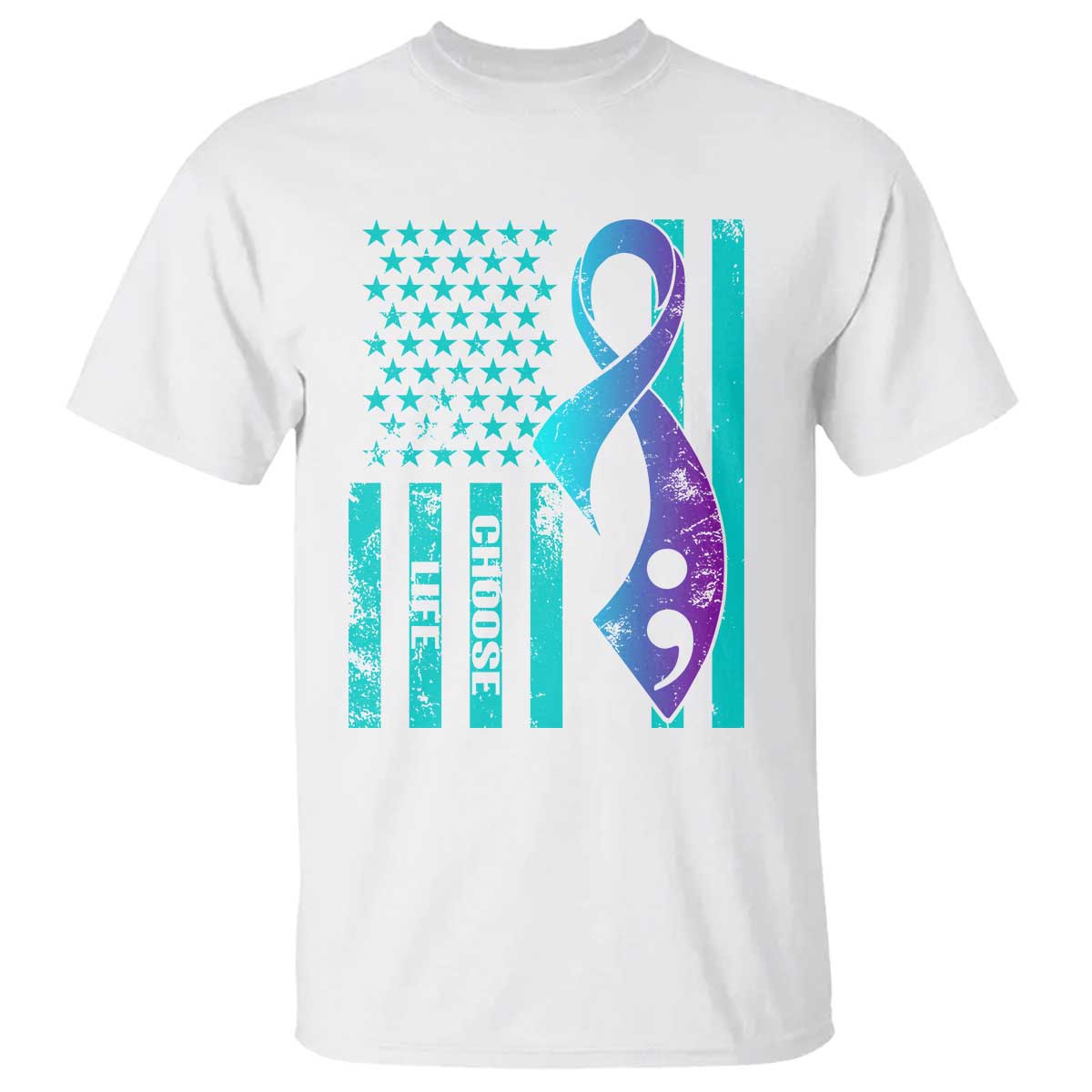 Choose Life Suicide Prevention T Shirt with American Flag Graphic