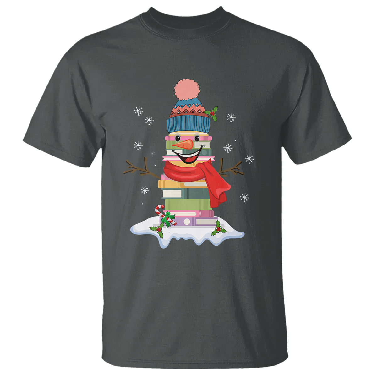christmas-t-shirt-snowman-library-book-stack-winter-librarian