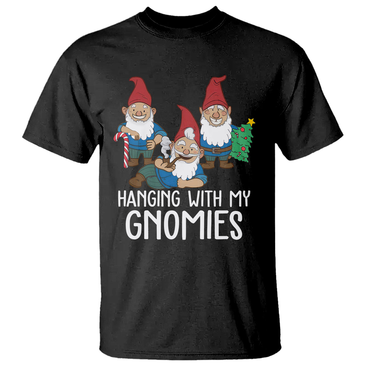 hanging-with-my-gnomies-funny-christmas-garden-gnome-t-shirt