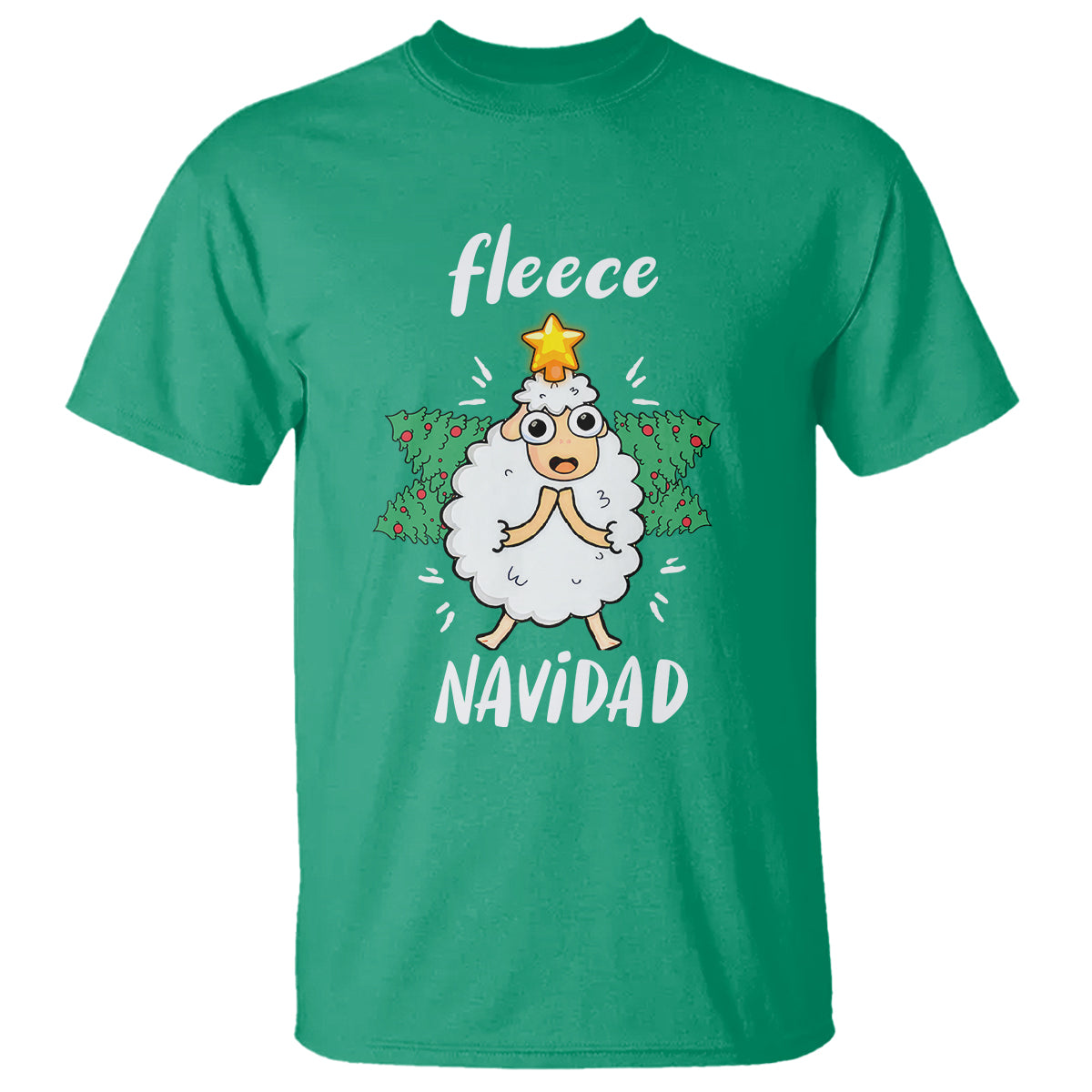 fleece-navidad-cute-sheep-christmas-lights-t-shirt
